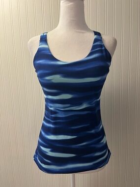 Athleta Blue Wave-Print Scoop Tank